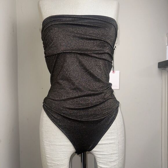 NWT Sincerely June Strapless Halter Style Metallic Body Suit Size Medium NEW - Picture 1 of 6
